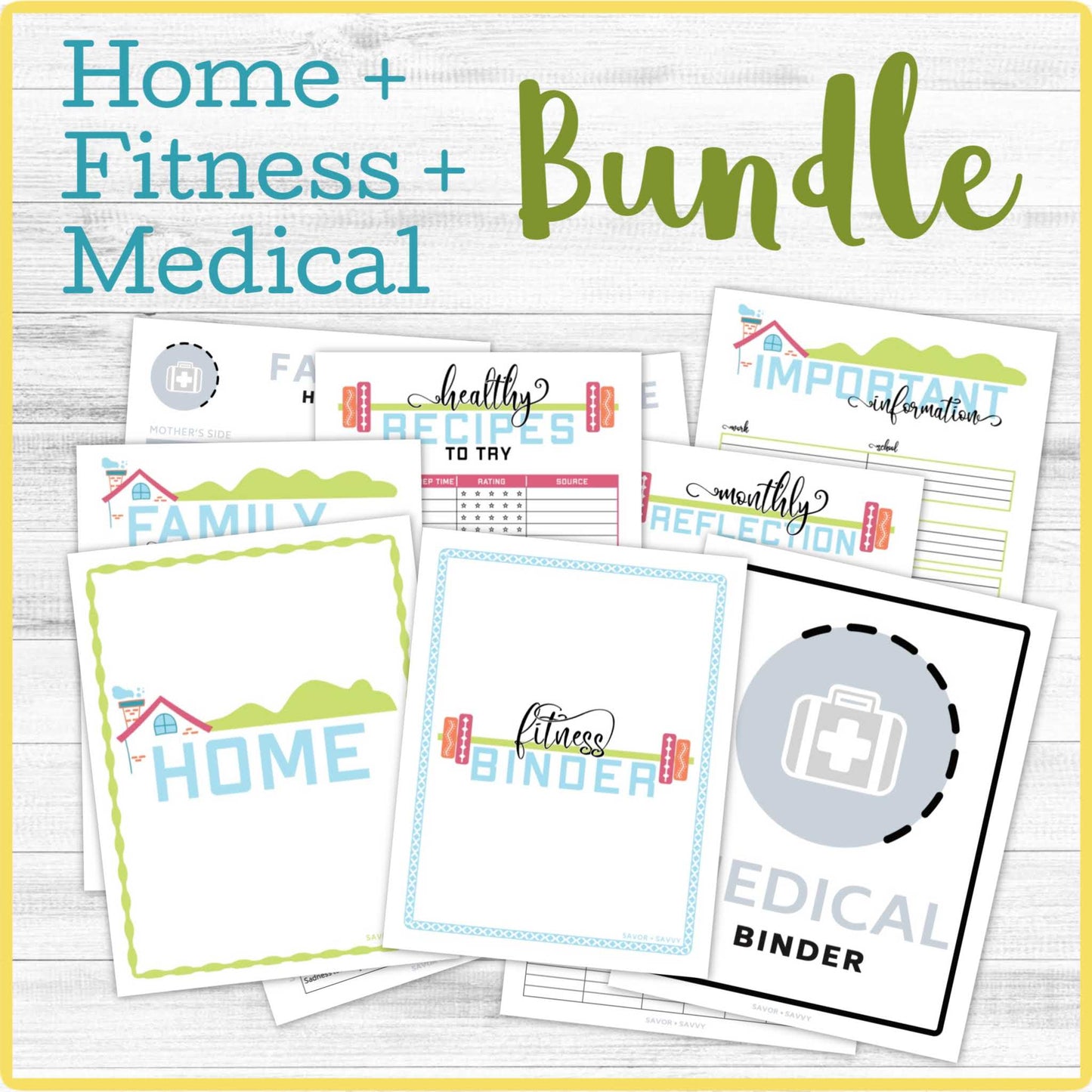 Home/Fitness/Medical Binder BUNDLE (117 Pages) đ