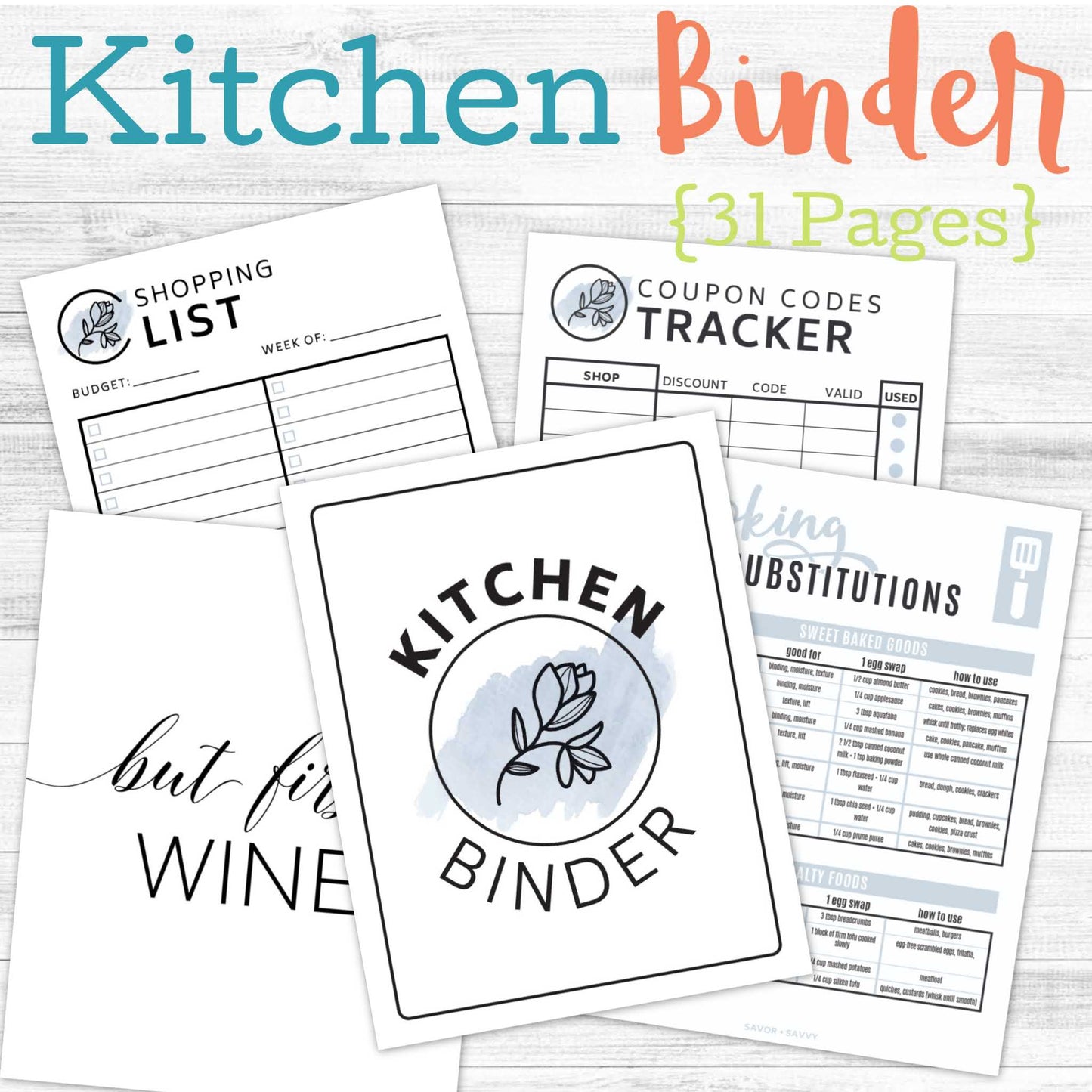 31-Page Mini-Kitchen Binder đ˝