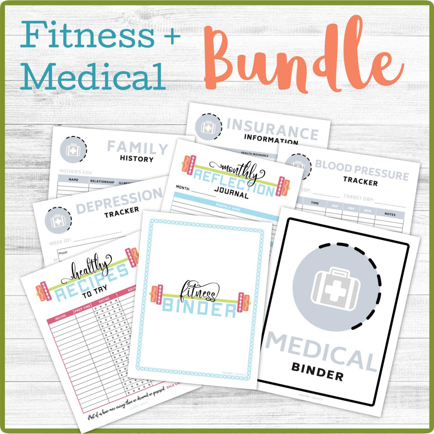 Fitness/Medical Binder BUNDLE (45 Pages) 📎