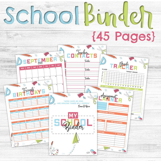 45-Page Academic Binder incl. 2022 & 2023 School Year Calendar 🎓